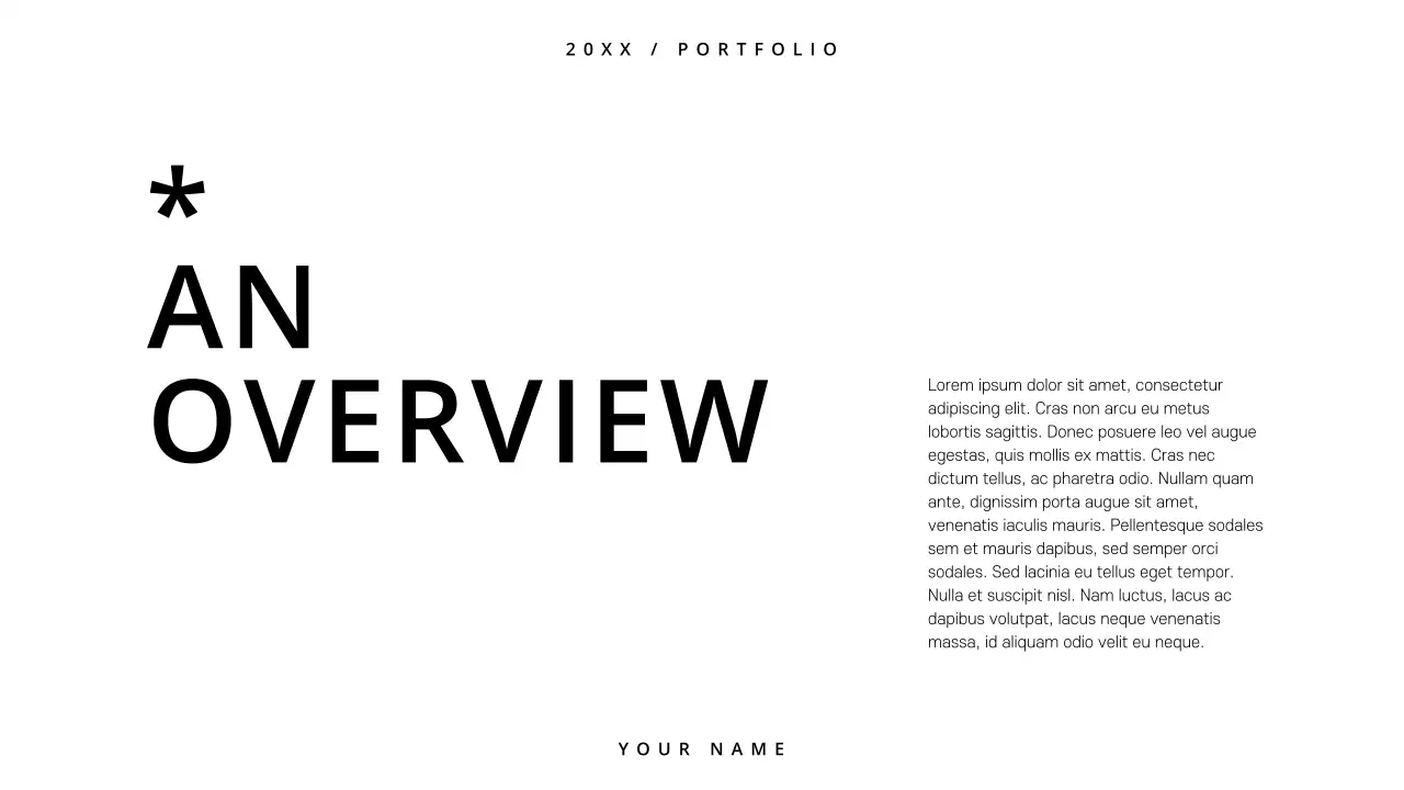 Apresentação de portfólio minimalista preto