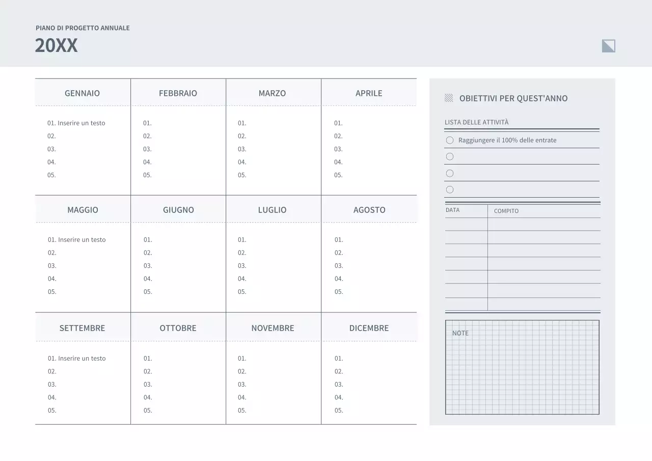 Taccuino digitale per la pianificazione dei progetti estetici di Marina e Semplici