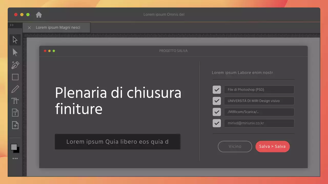 Concetto di programma in grigio e rosso Plenaria di chiusura