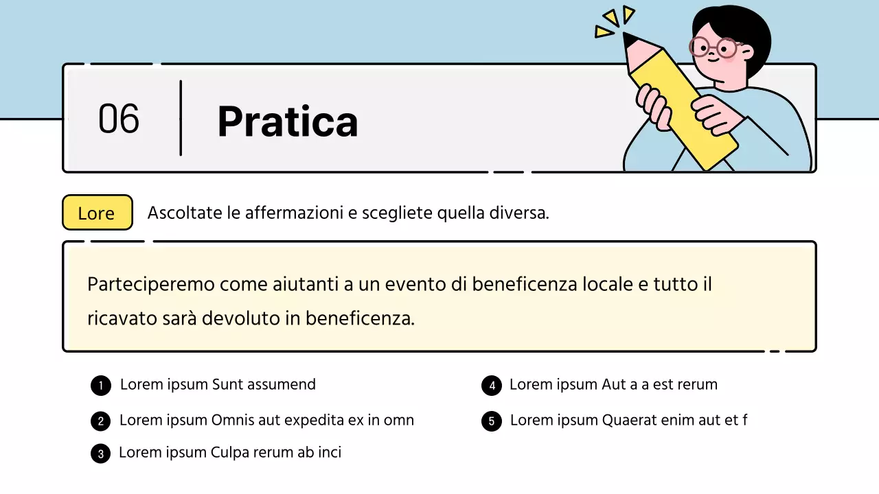 Simpatico personaggio educativo in stile azzurro