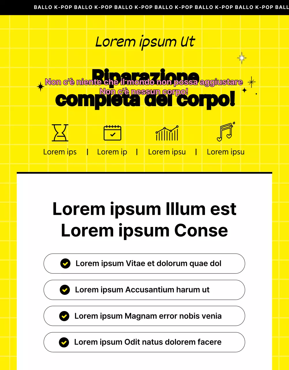 Lezioni private di danza delle idol K-pop in rosa e giallo, fresche e alla moda