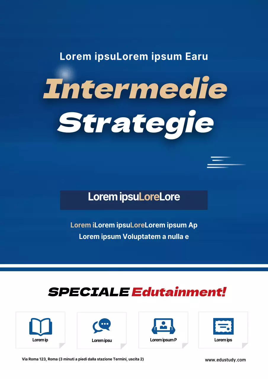 Volantino che promuove corsi estivi speciali presso una scuola blu