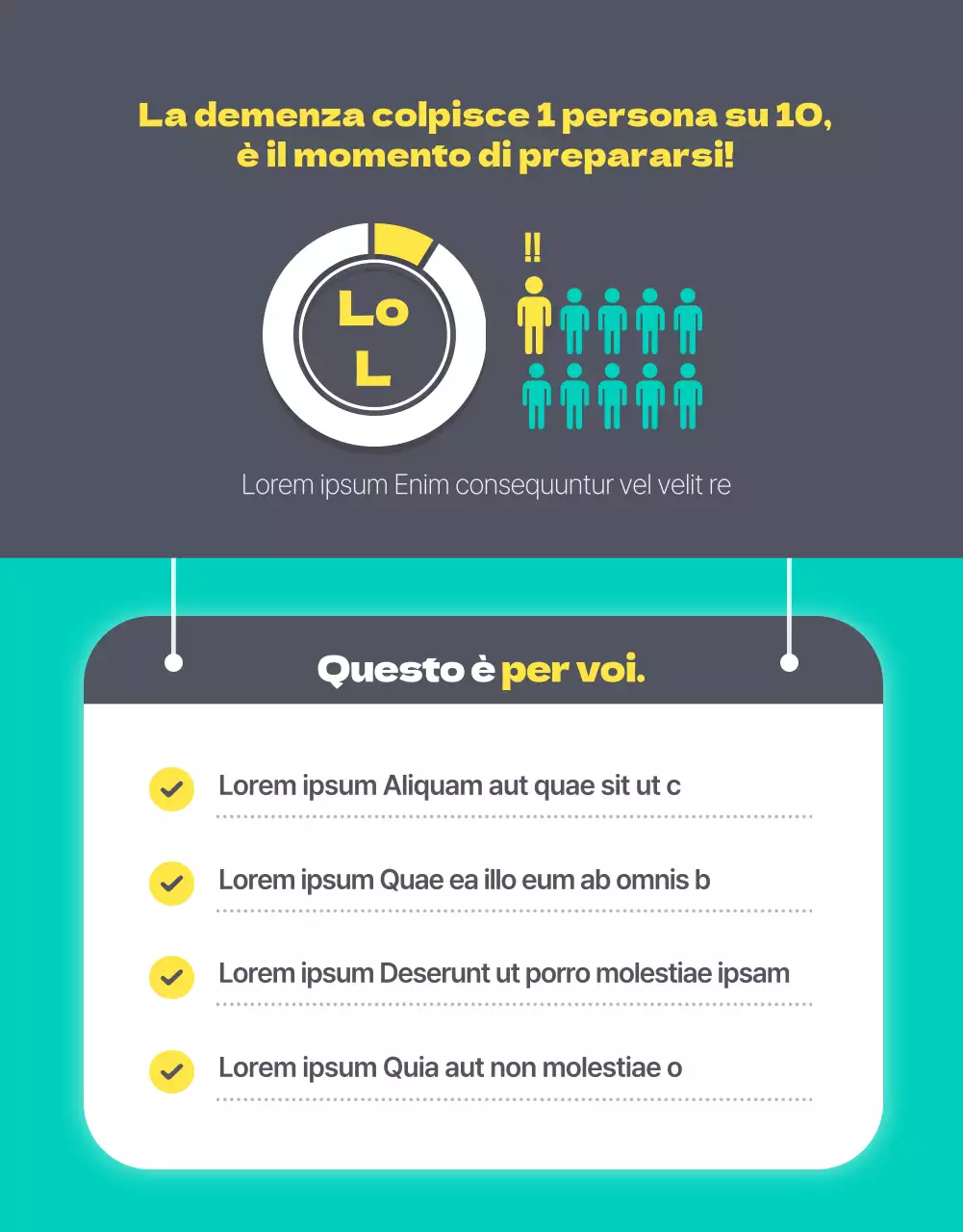 Introduzione di un'assicurazione per l'assistenza alle persone affette da demenza di colore turchese e pulito