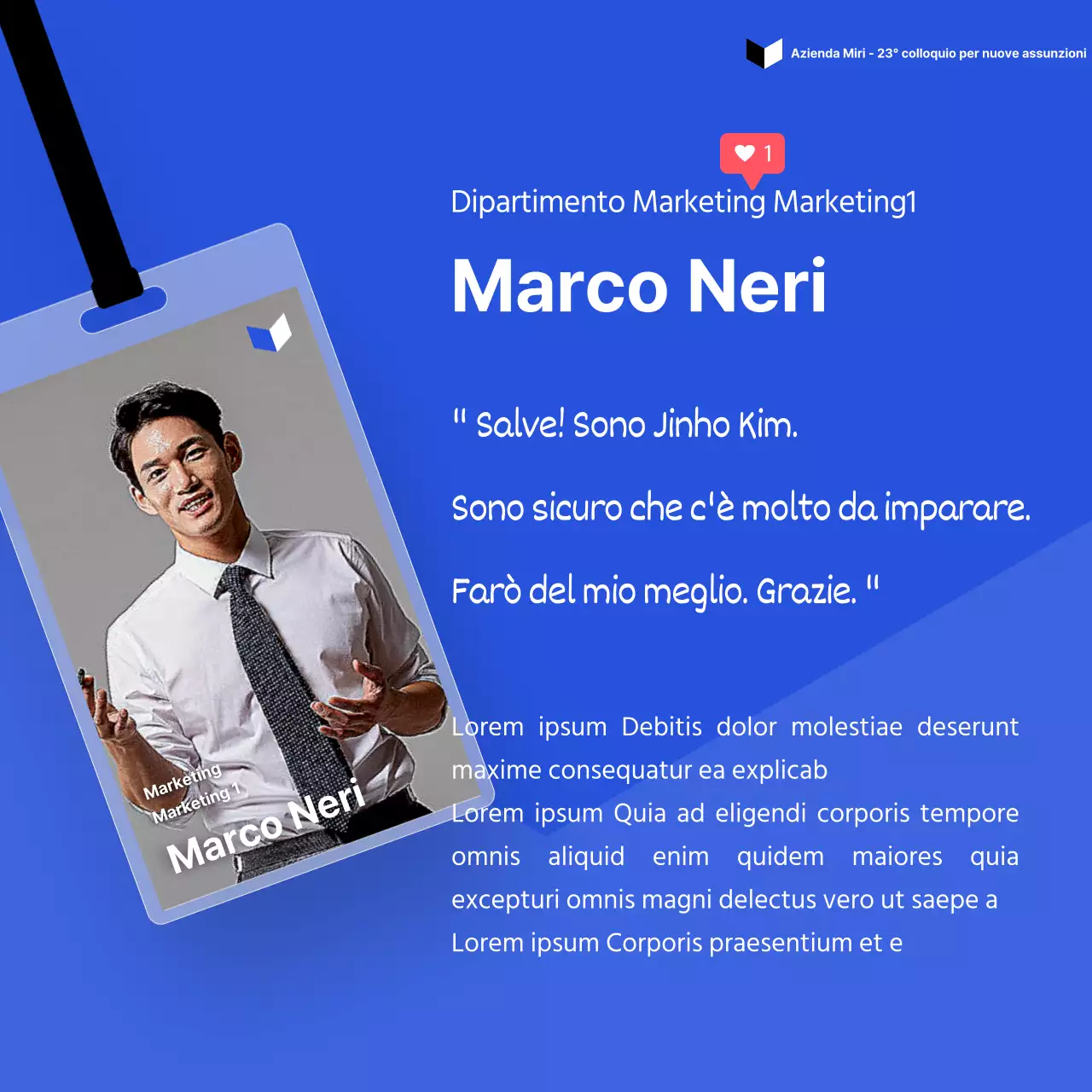 Un'introduzione pulita e semplice ai nuovi dipendenti in tonalità blu CardNews