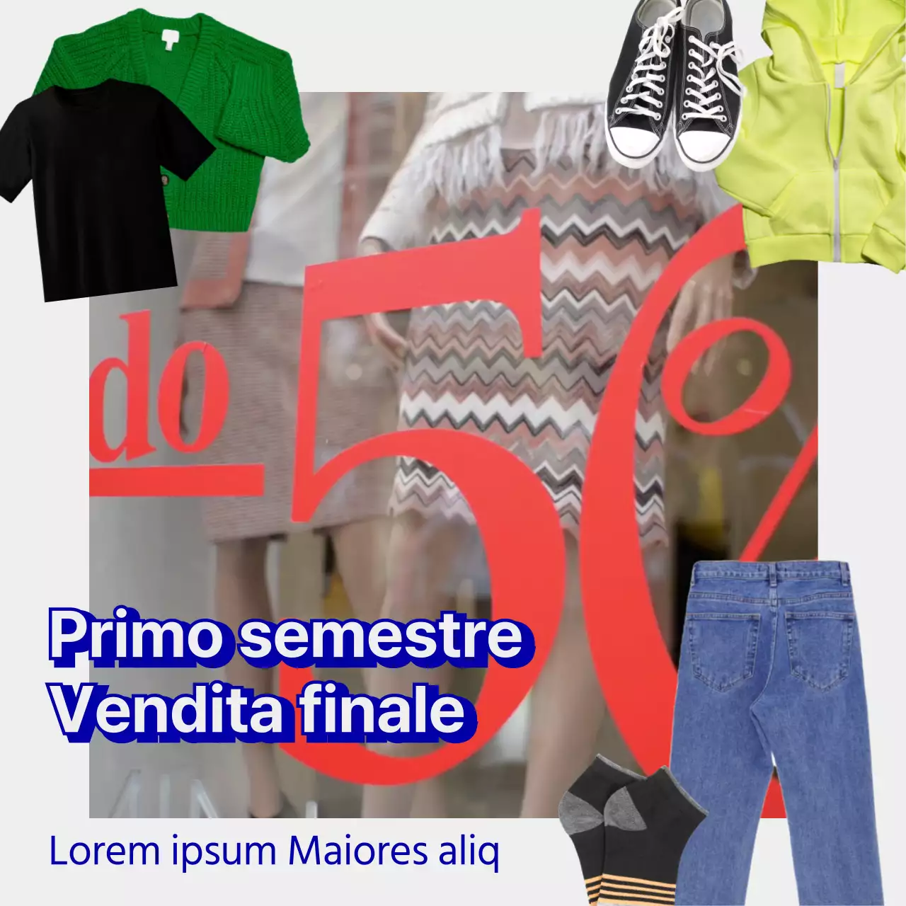 Promuovere gli acquisti in saldo con un tocco di bianco e blu