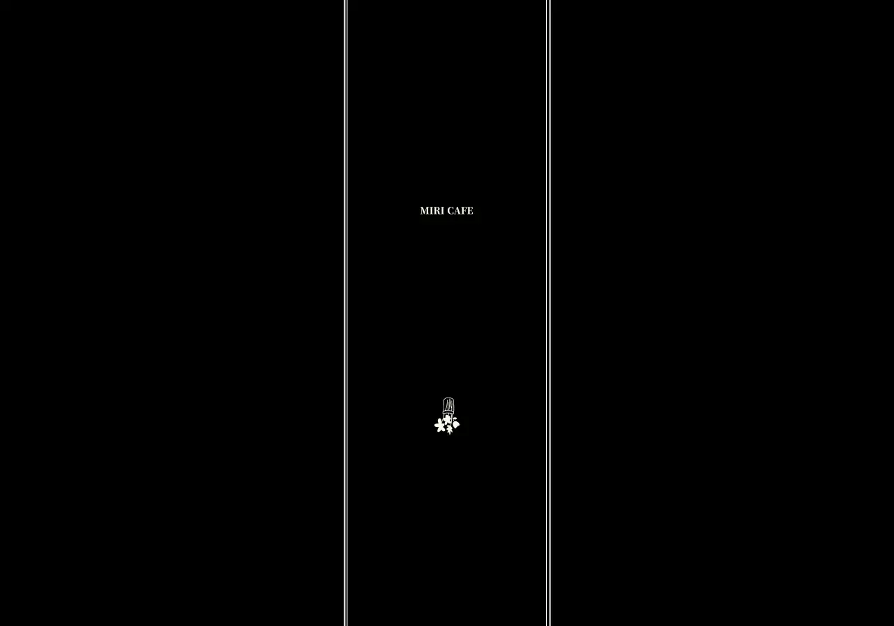 Konsep kafe dengan ilustrasi garis yang emosional dan berkelas dalam warna gading dan hitam