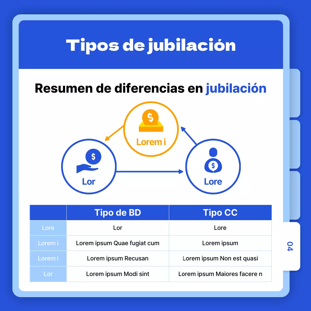 Superannuation finance cardnews con el tema de la carpeta azul