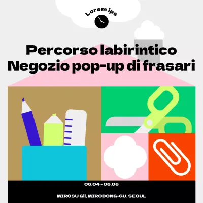 Formulazione colorata e semplice per gli annunci dei negozi pop-up