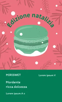 Rosa verde illustrazione carino Natale caffè dessert macaron etichetta