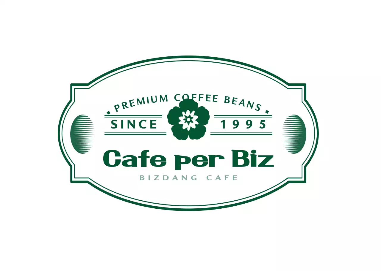 Emotional and simple cafe emblem logo style label sticker in dark green and white color scheme