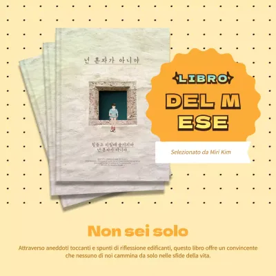 Promozione luminosa della raccomandazione di libri con sfondo giallo e punti V1
