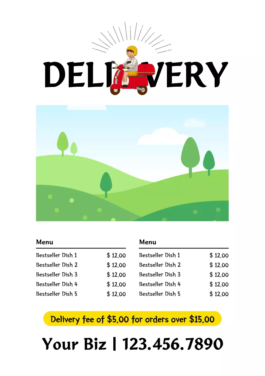 Red Simple Delivery Menu Poster