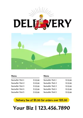 Red Simple Delivery Menu Poster