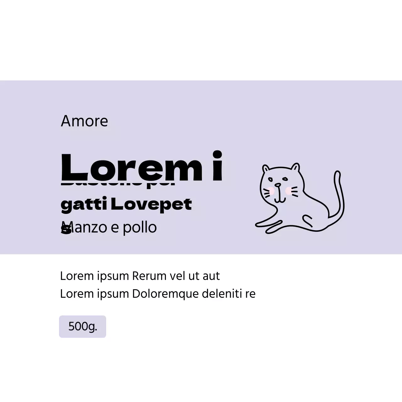 Etichetta ordinata per animali domestici con illustrazione viola