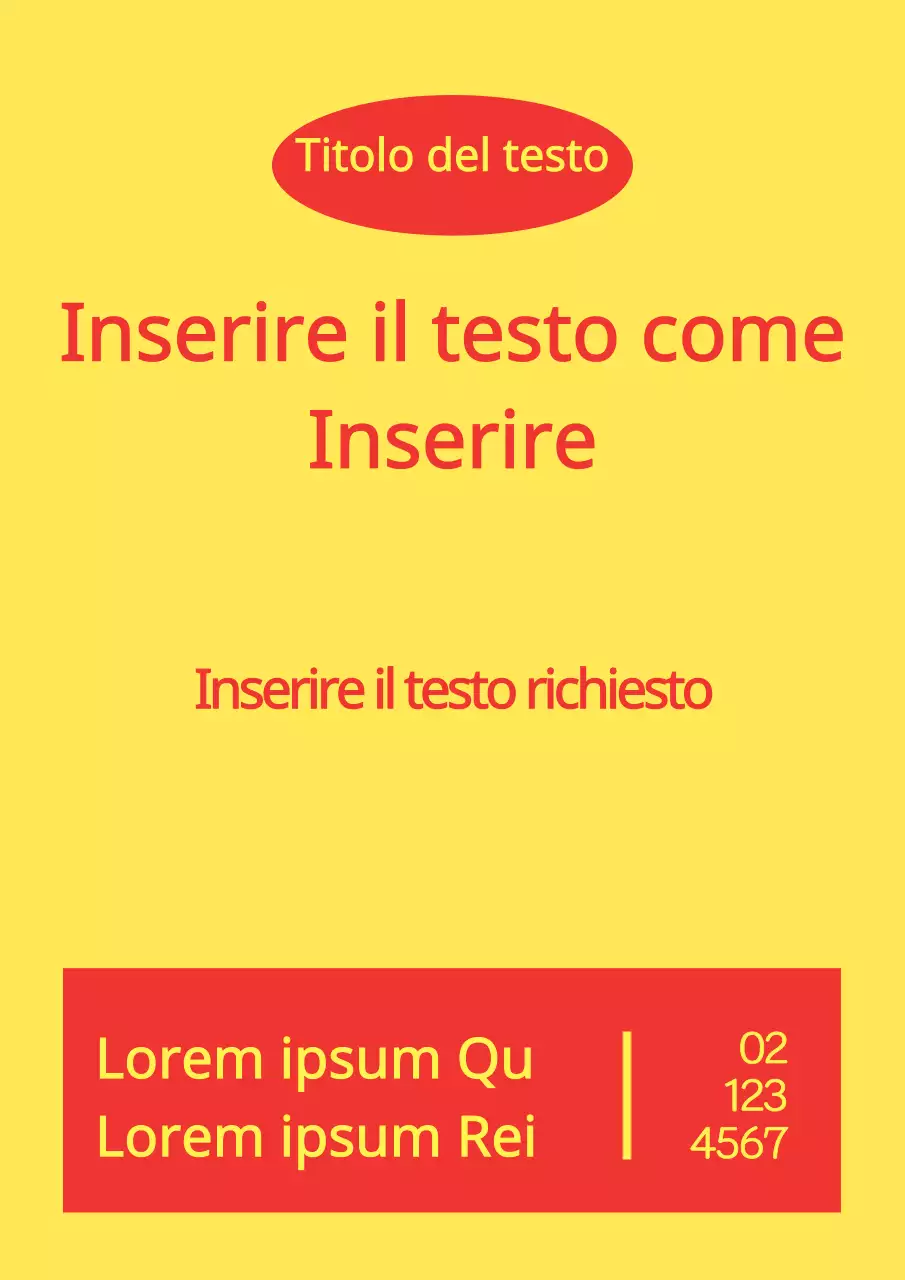 Semplice vetrina con forme e testi gialli e rossi