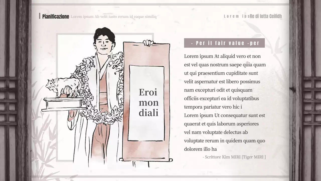 Proposta di webtoon di saghe di wrestling di concetto orientaleggiante marrone e beige