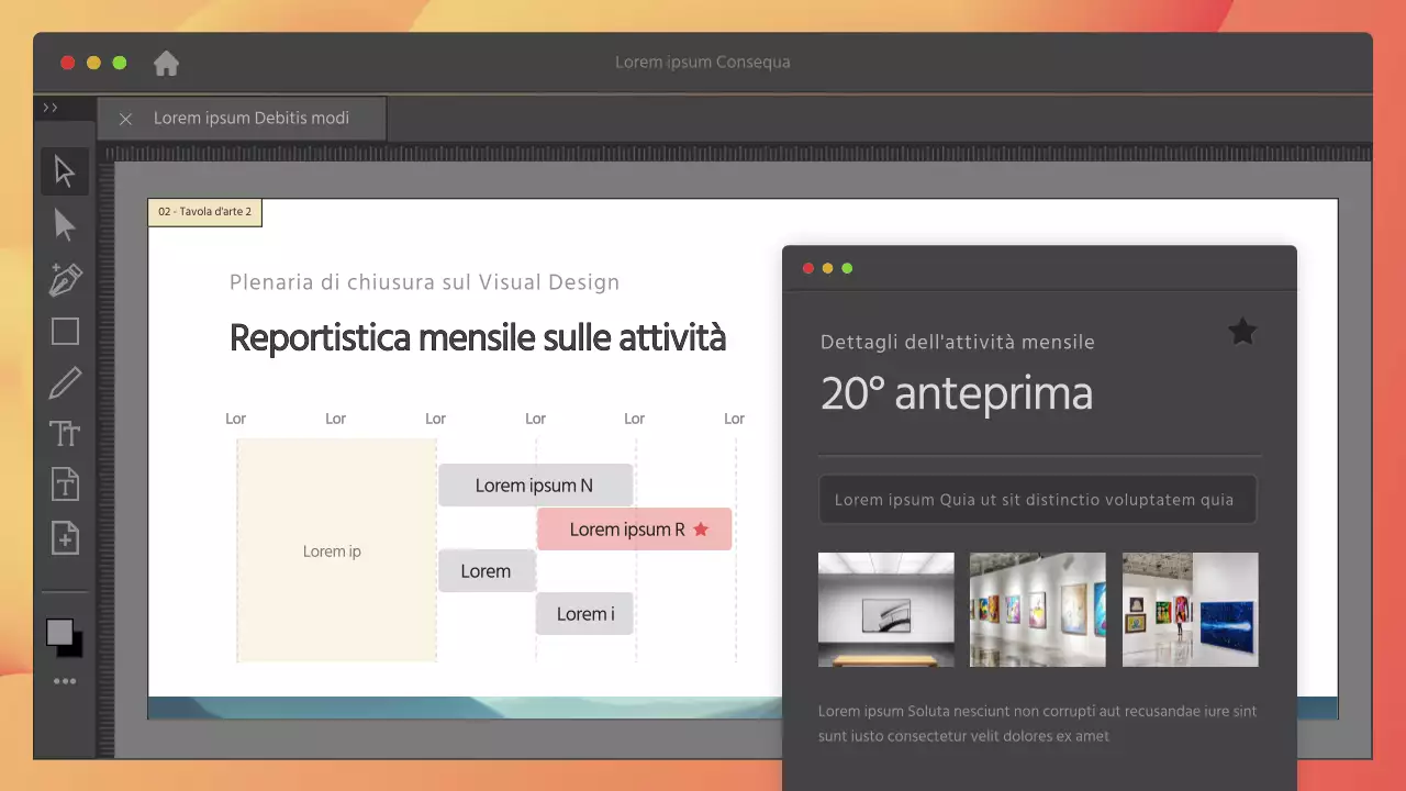 Concetto di programma in grigio e rosso Plenaria di chiusura