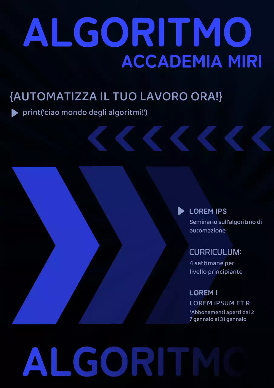 Reclutamento per il concetto di freccia blu degli algoritmi
