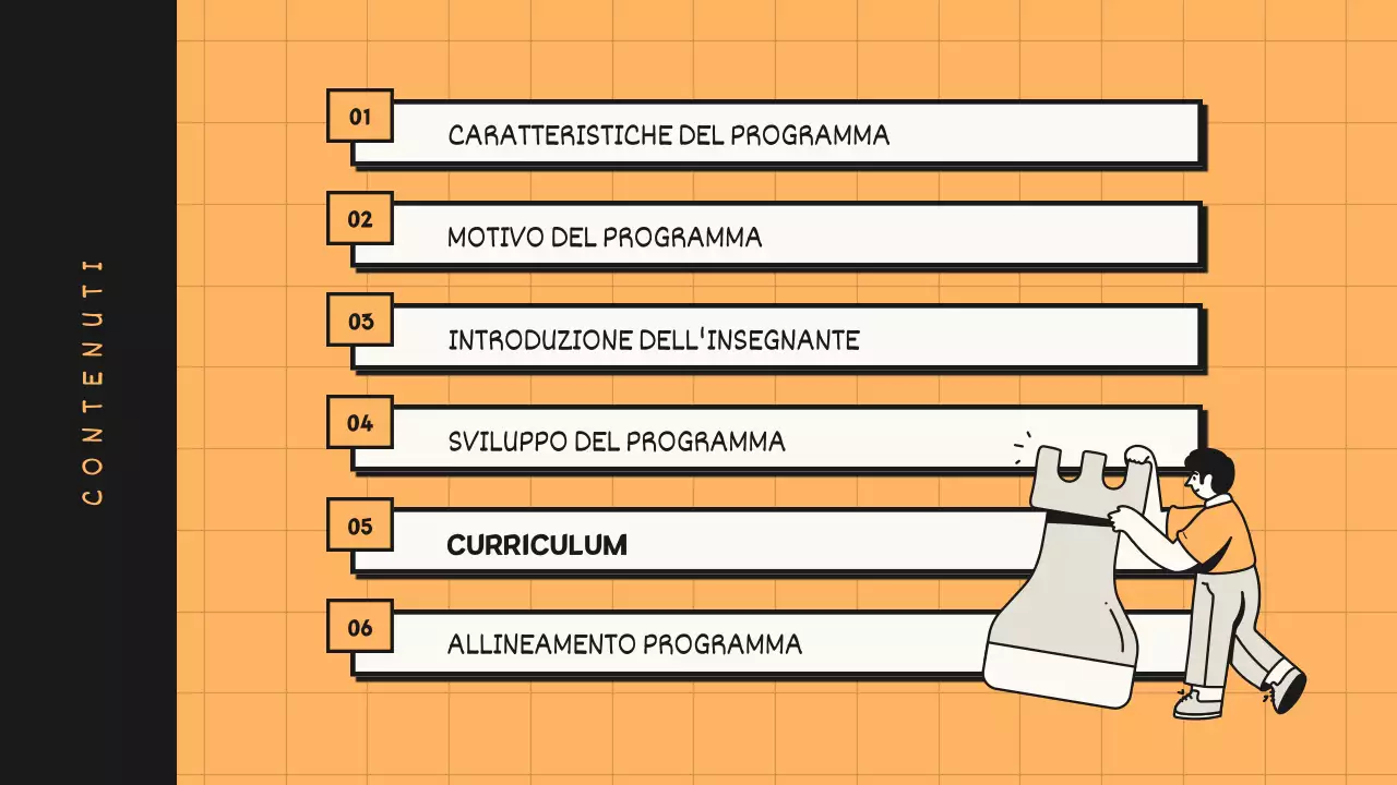 Proposta di programma per le classi di scienze con linee tonali arancioni e nere