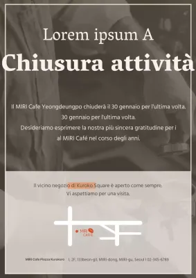 Un semplice annuncio di chiusura in marrone e arancione