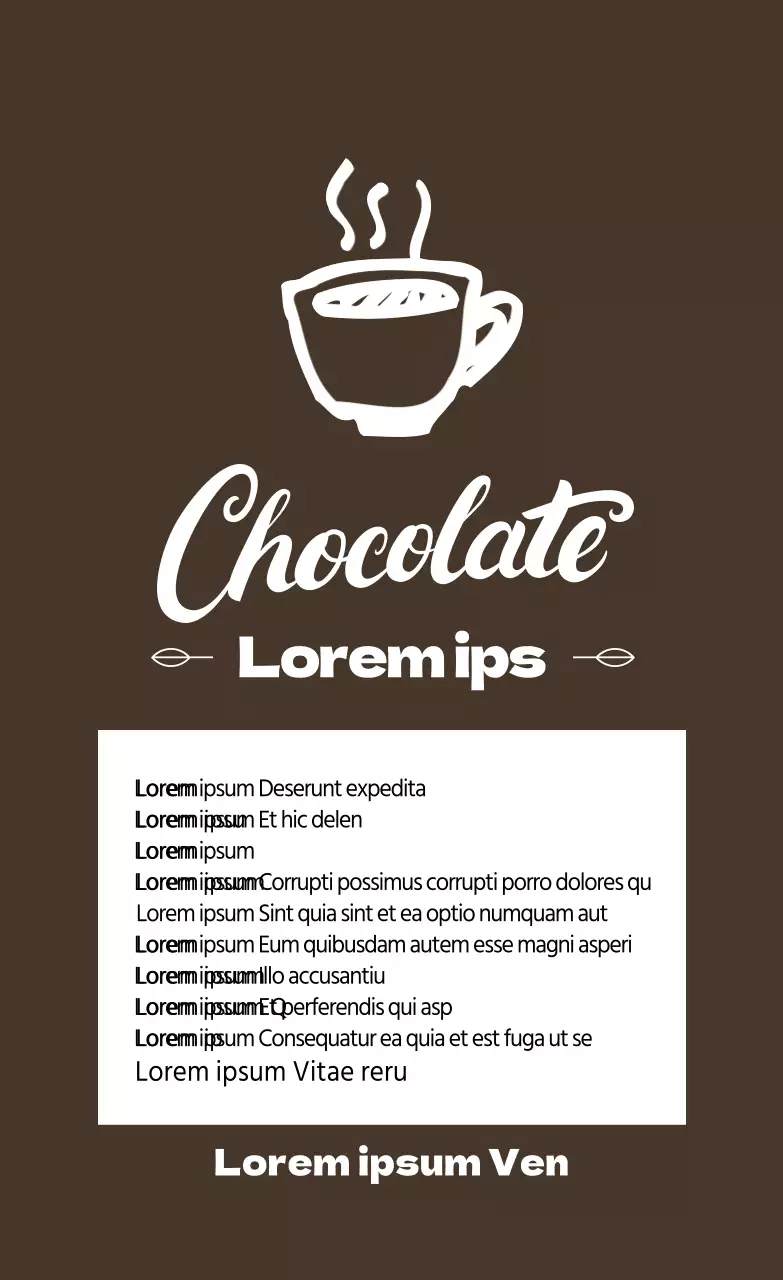 Etichetta illustrata marrone per cioccolata calda in polvere