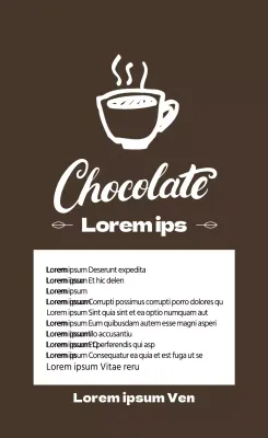 Etichetta illustrata marrone per cioccolata calda in polvere