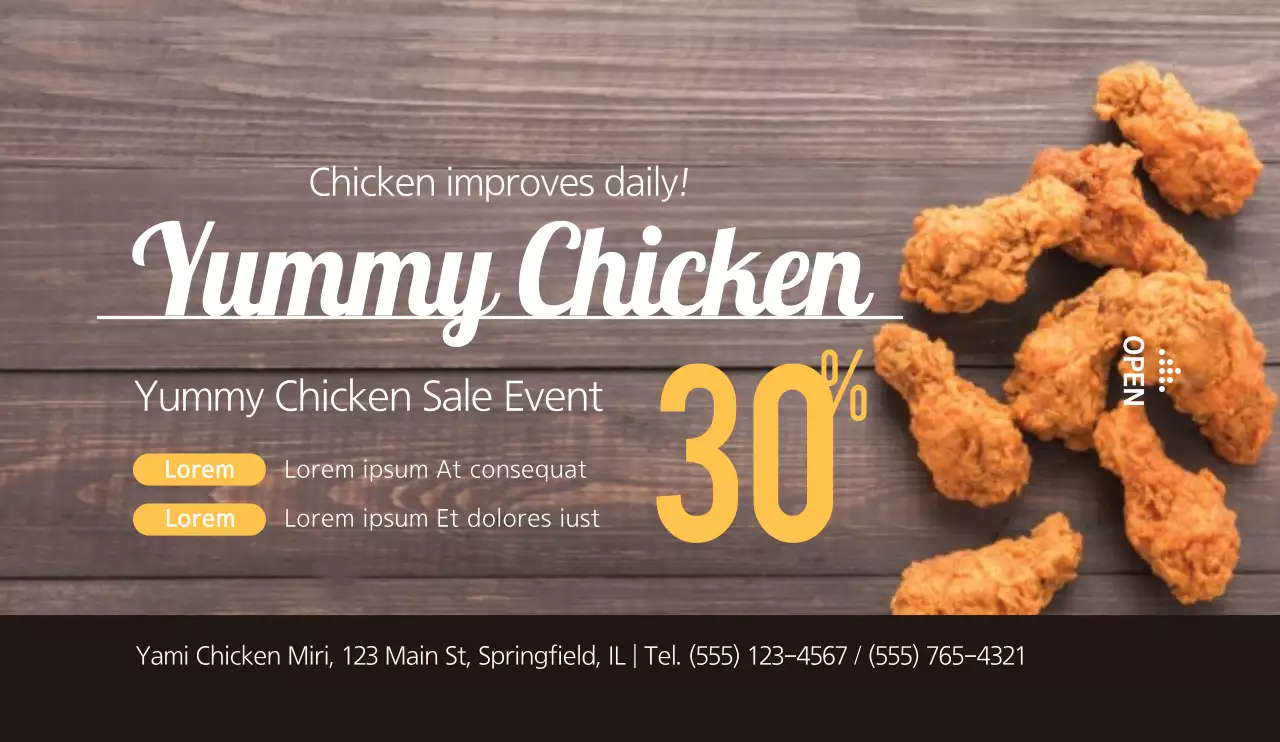 Estilo de apresentação de texto simples em branco e amarelo Anúncio de evento de venda de galinhas