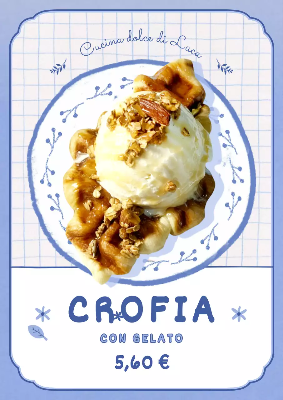 Croffle su piatto illustrato vintage color malva