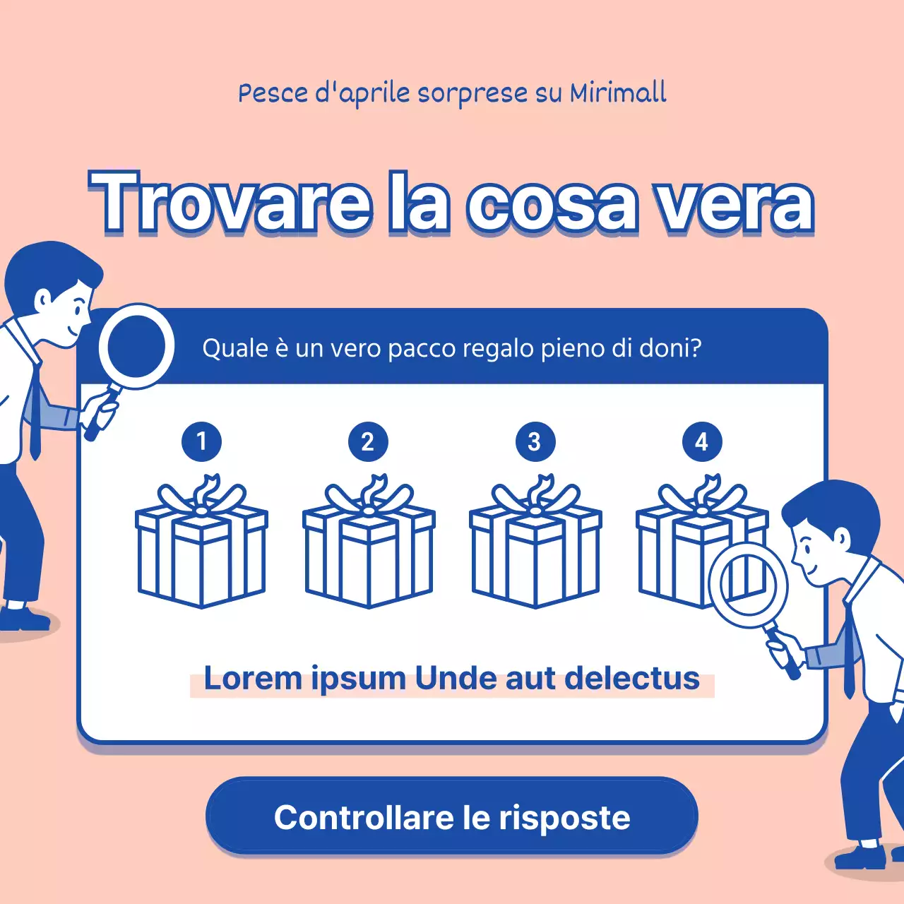 Un semplice pesce d'aprile rosa e blu per un gioco a premi.
