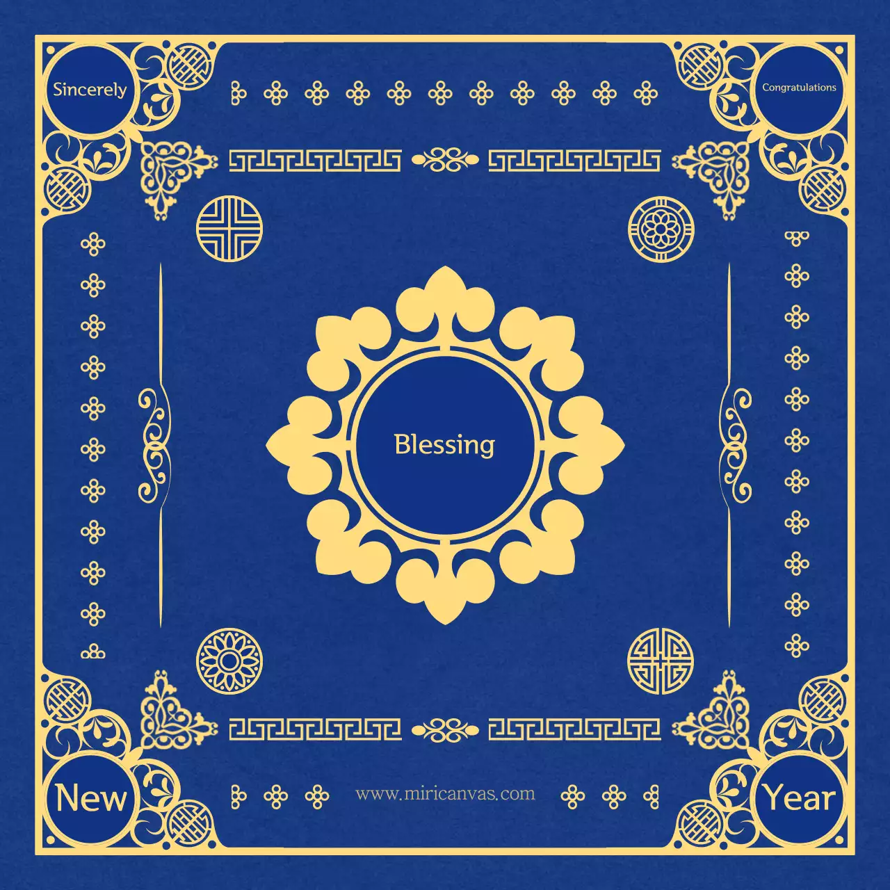 Cartão de felicitações tradicional com conceito azul e amarelo