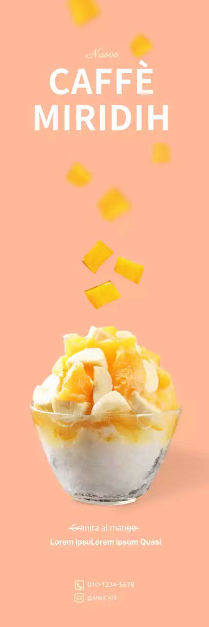 Striscione semplice rosa con acqua ghiacciata al mango per un bar