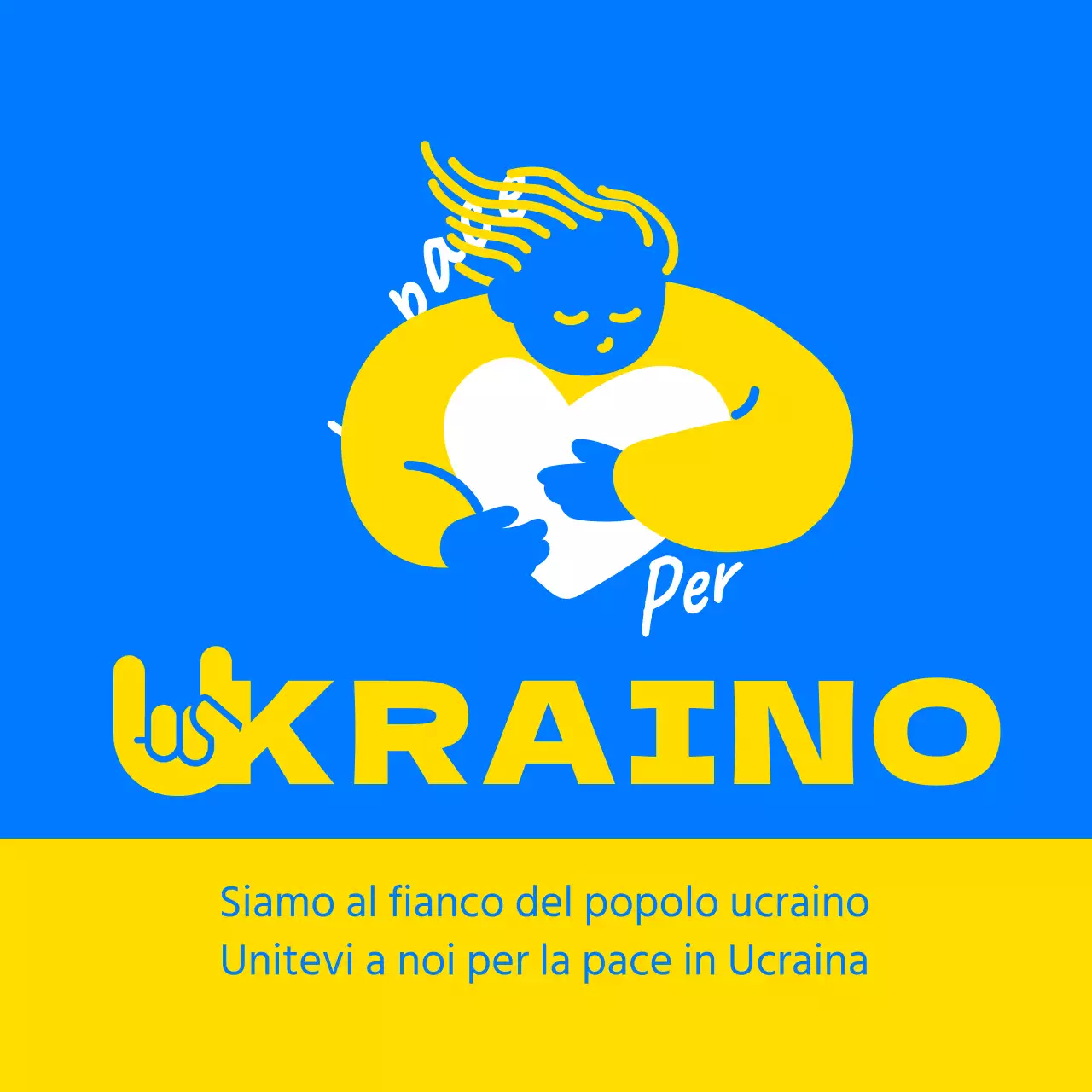 Un semplice segno di pace in giallo e blu
