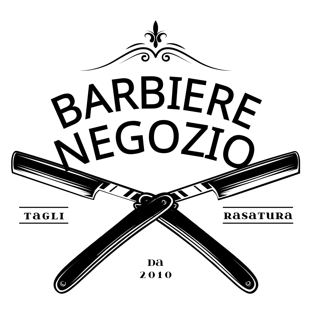 Barbiere in un semplice rasoio illustrato in stile logotipo