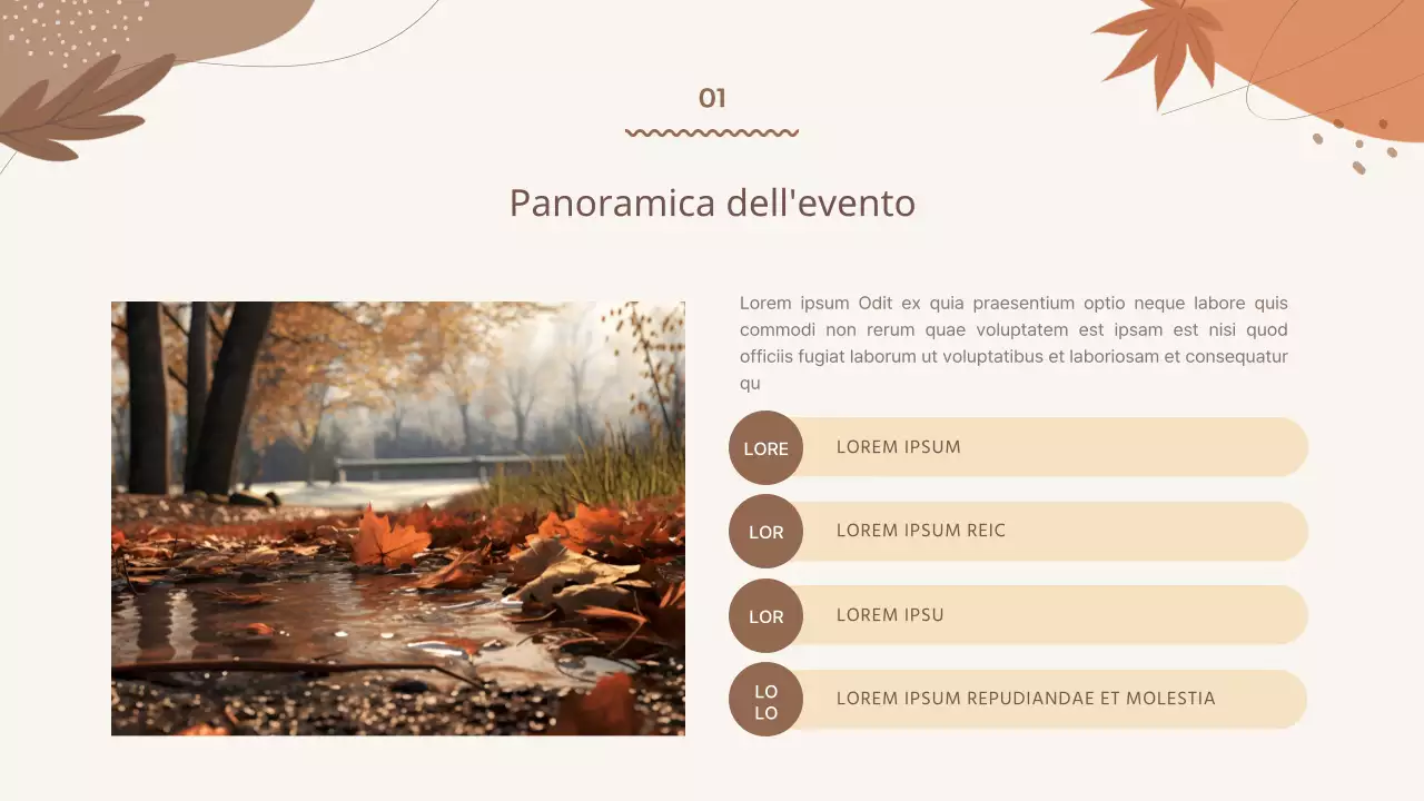 Una guida agli eventi autunnali con motivi geometrici marroni e avorio