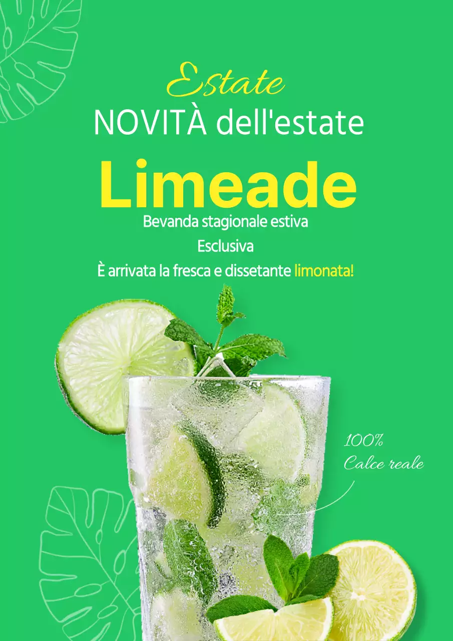 Bevanda estiva rinfrescante verde e gialla Limeade Succo di frutta
