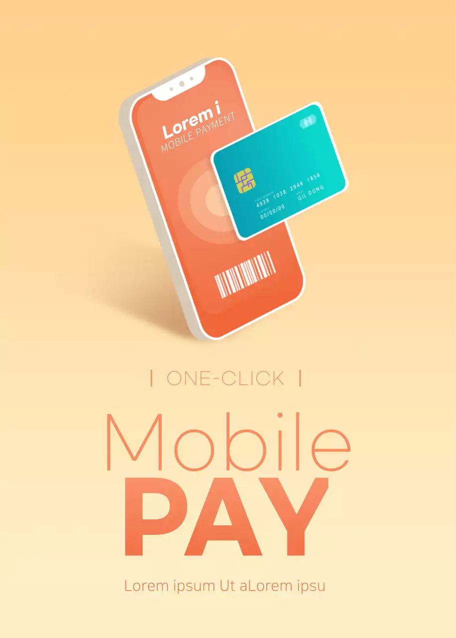 Cartaz de promoção de celular moderno laranja