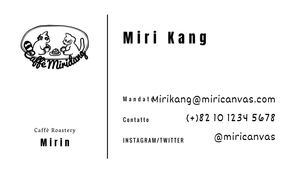 Un caffè con scrittura in bianco e nero e simpatiche illustrazioni