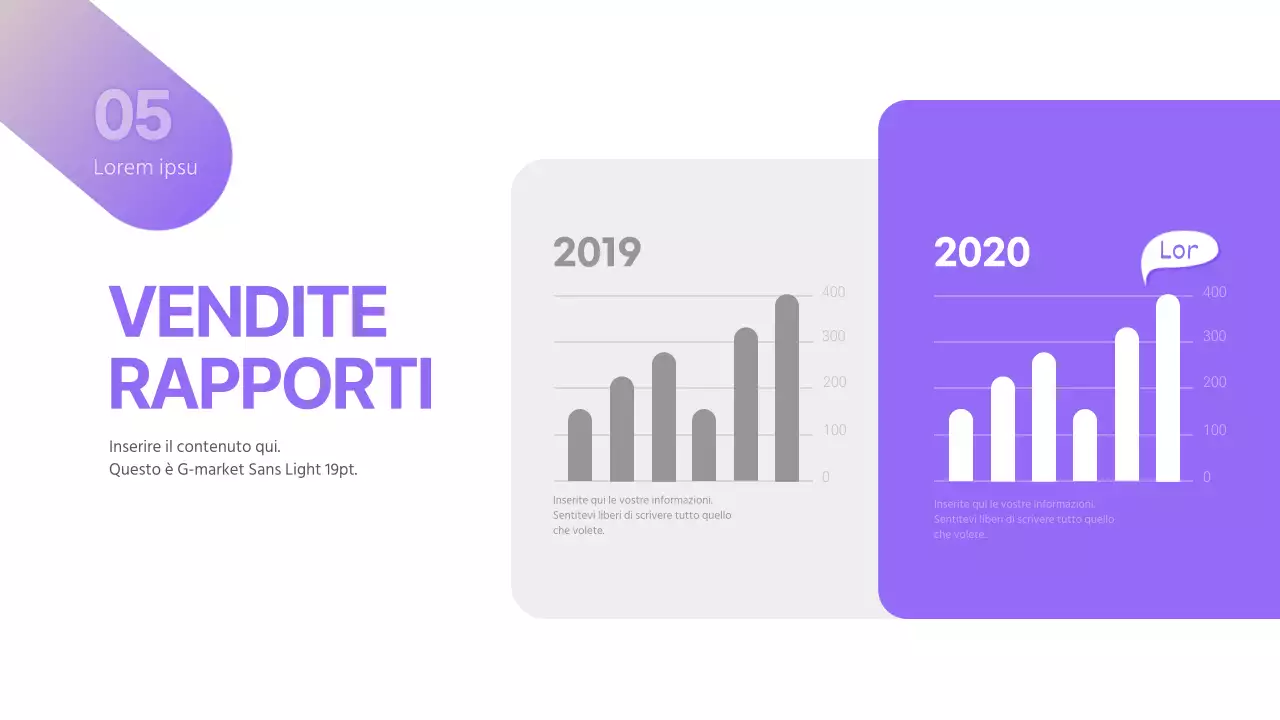 Piano aziendale di semplice concezione giallo-viola