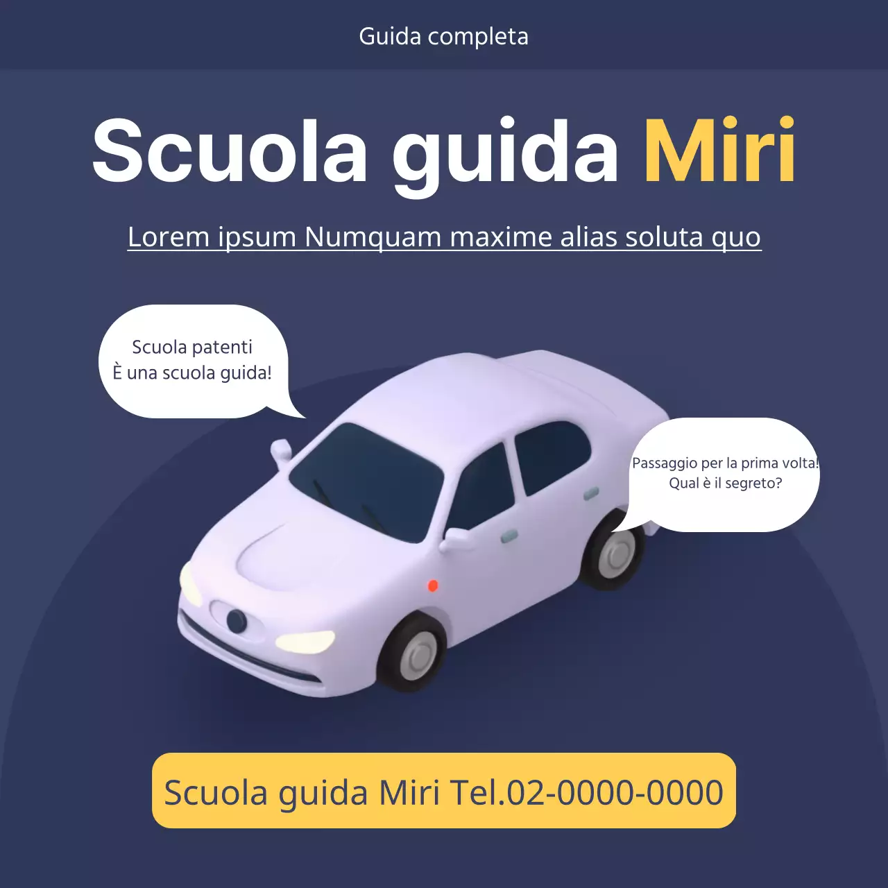 Promuovete la vostra scuola guida con questo simpatico striscione giallo e blu del codice della strada.