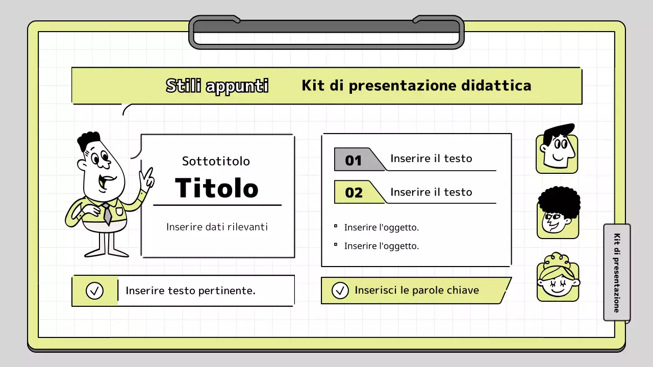 Kit per presentazioni didattiche in bianco e lime