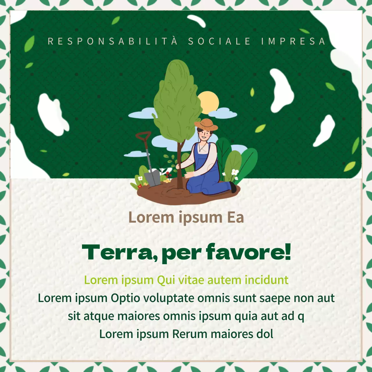 Promuovere la responsabilità sociale d'impresa con texture verdi e marroni