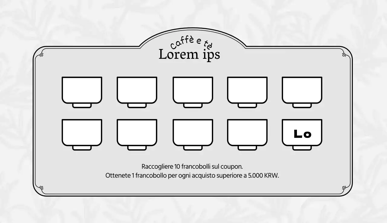 Coupon per il tè Grey Illustrated Logo Cafe