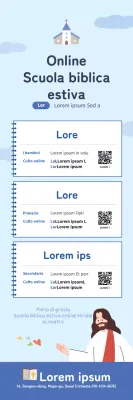 Banner della chiesa della Summer Bible School online con illustrazione Noteconcept blu chiaro