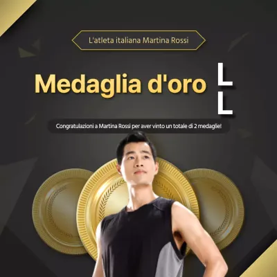 Congratulazioni per aver vinto una medaglia con evidenziazione del testo nero e oro