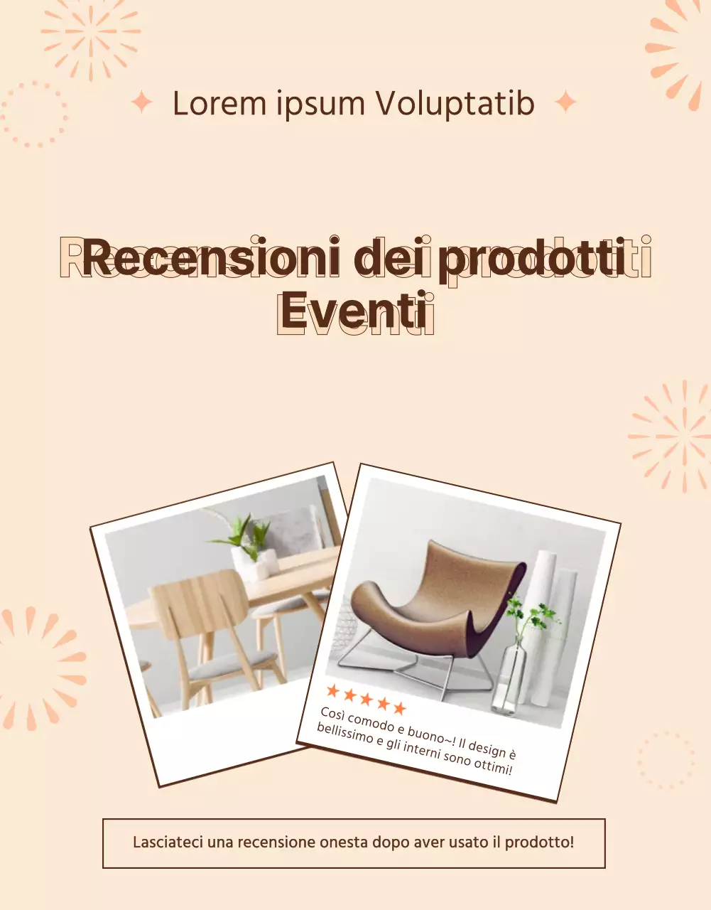 Pagina dell'evento rivista in marrone e arancione