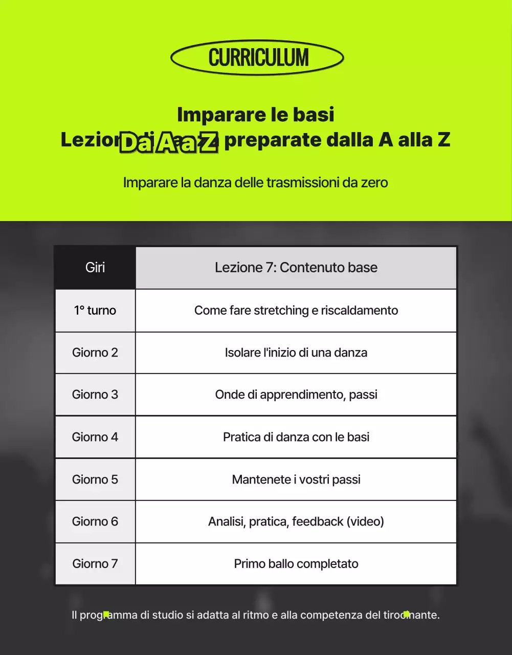 Lezioni di danza alla moda in nero e neon