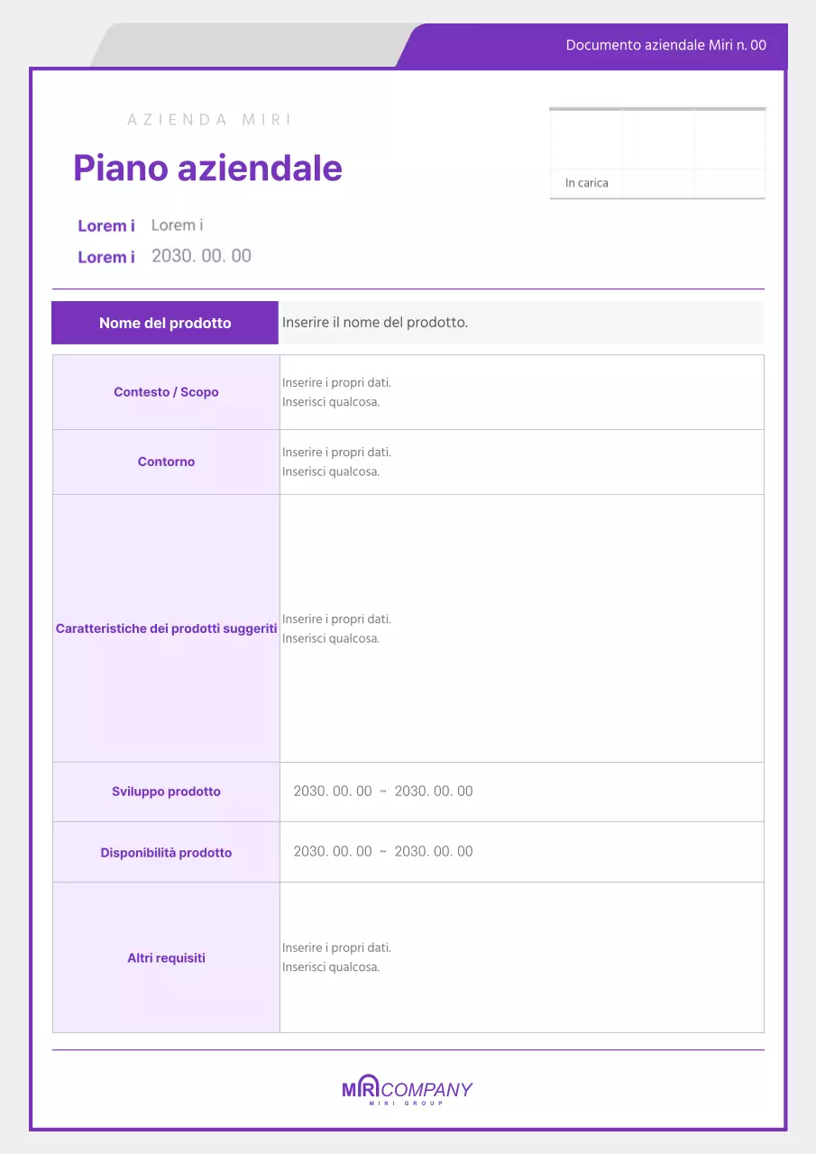 Documentazione del business plan semplice e pulita in viola