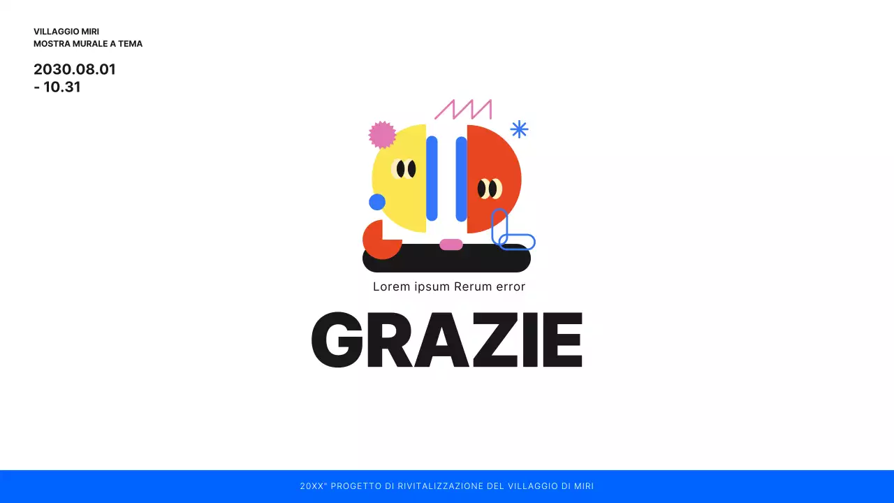 Progettare una mostra di murales illustrati e puliti in bianco, blu e verde