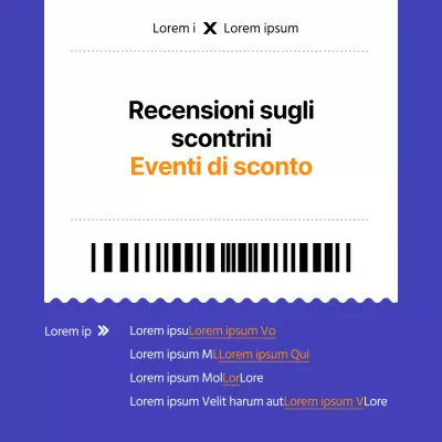 Annuncio di un evento di sconto sulle recensioni di base blu e bianche