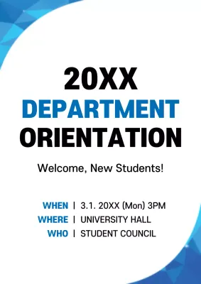 Blue Modern Orientation Announcement Poster